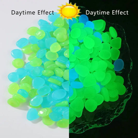 100PCSLuminous stone garden fish tank landscape glow-in-the-dark stone decoration artificial fluorescent color goose stone