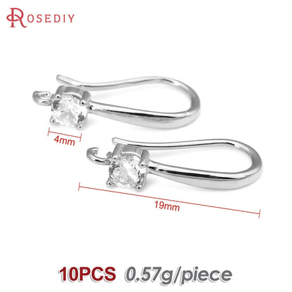 18K Gold Color Brass with Zircon Round Earrings Hooks High Quality Diy Jewelry Making Supplies Earrings Accessories for Women