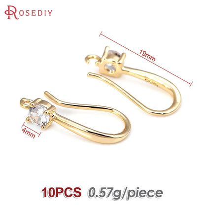 18K Gold Color Brass with Zircon Round Earrings Hooks High Quality Diy Jewelry Making Supplies Earrings Accessories for Women