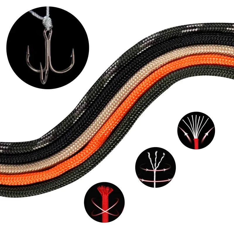 7 Cores 550 Paracord Cord 5 15 30 M Dia.4mm For Outdoor Camping Survival Lanyard Parachute Rope Hiking Tent Accessories