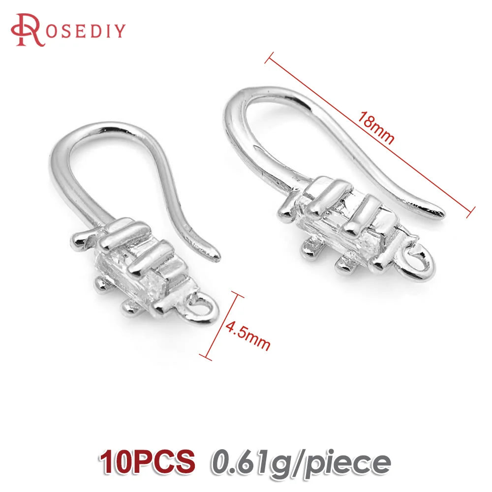 18K Gold Color Brass with Zircon Round Earrings Hooks High Quality Diy Jewelry Making Supplies Earrings Accessories for Women