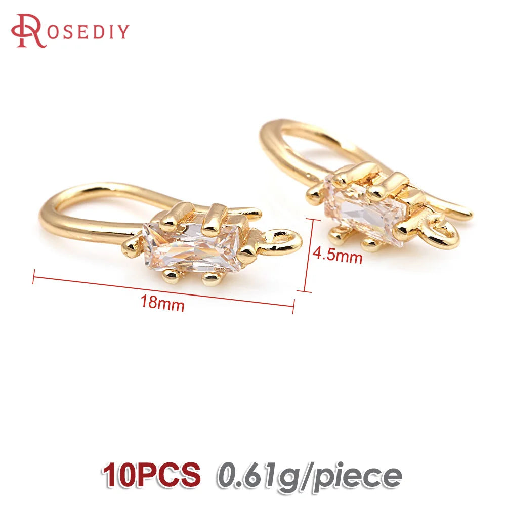 18K Gold Color Brass with Zircon Round Earrings Hooks High Quality Diy Jewelry Making Supplies Earrings Accessories for Women