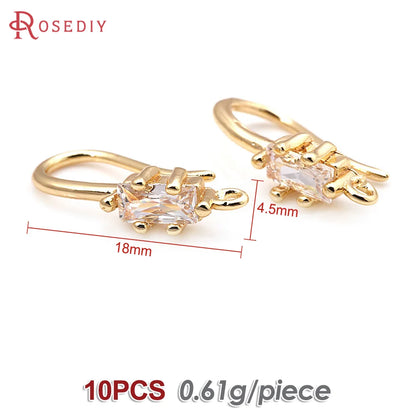 18K Gold Color Brass with Zircon Round Earrings Hooks High Quality Diy Jewelry Making Supplies Earrings Accessories for Women